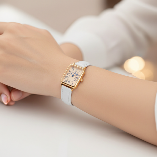 Éléonore | Montre Femme Cadran Carré en Cuir