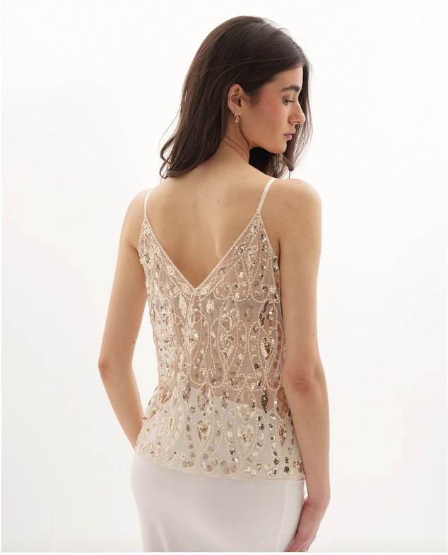 Léa | Top Brodé Perles et Sequins