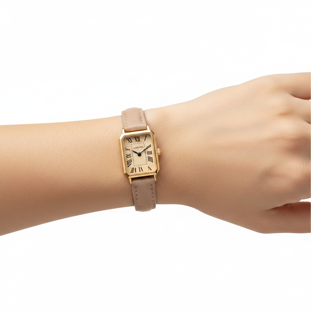 Éléonore | Montre Femme Cadran Carré en Cuir