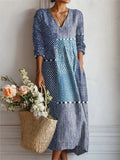 Summer Fashion Bamboo Linen Printed Women's Short Sleeve Dress 2026 New Casual Loose Retro Pocket Elegant Female Vacation Dress