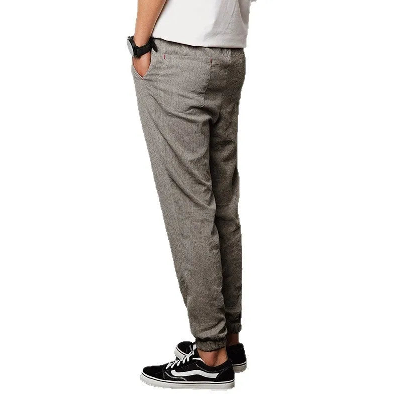 Summer Men's Loose Cotton Linen Harlan Pants Comfortable Casual Fashionable Lantern Trousers Cuffed Pants Youth Popular