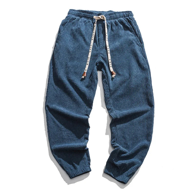 2025 New Spring Autumn Japanese loose washed men's casual pants corduroy leggings trendy men's pants fashionable solid color