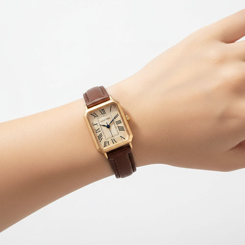 Éléonore | Montre Femme Cadran Carré en Cuir