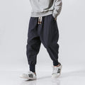 Cotton Linen Harem Pants Men Streetwear Joggers New Baggy Drop-crotch Pants Casual Trousers Men Sweatpants
