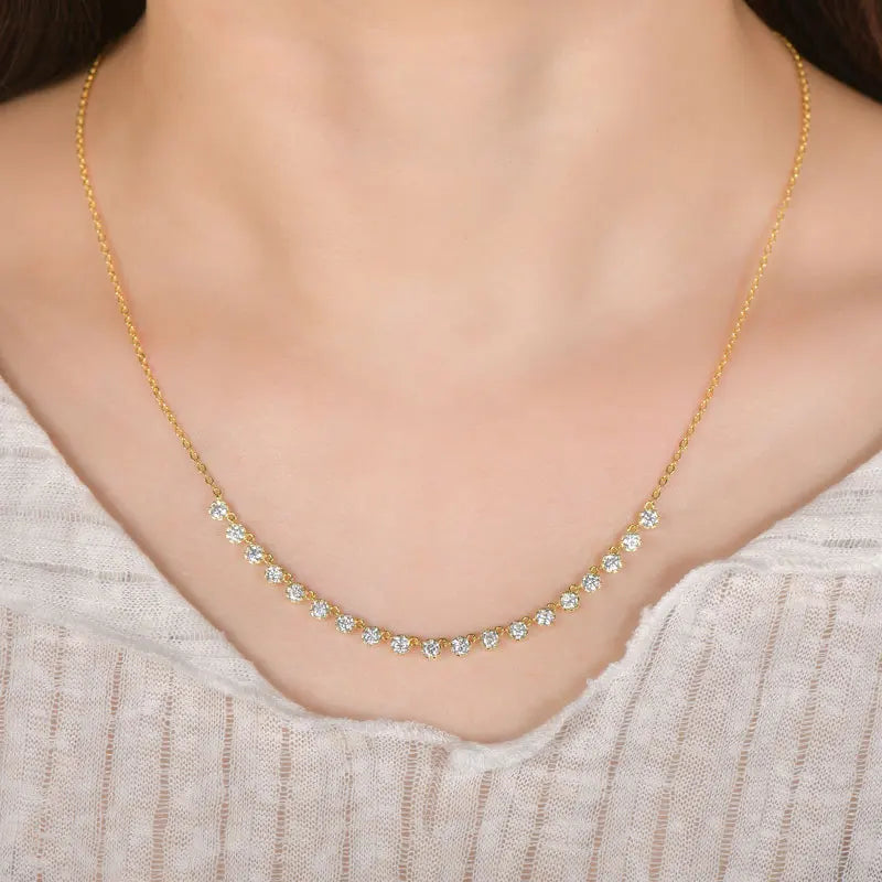 Adèle | Collier Moissanite Certifiée Plaqué Or 14K