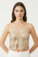 Léa | Top Brodé Perles et Sequins