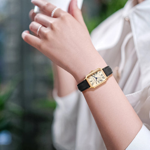 Éléonore | Montre Femme Cadran Carré Cuir Marron