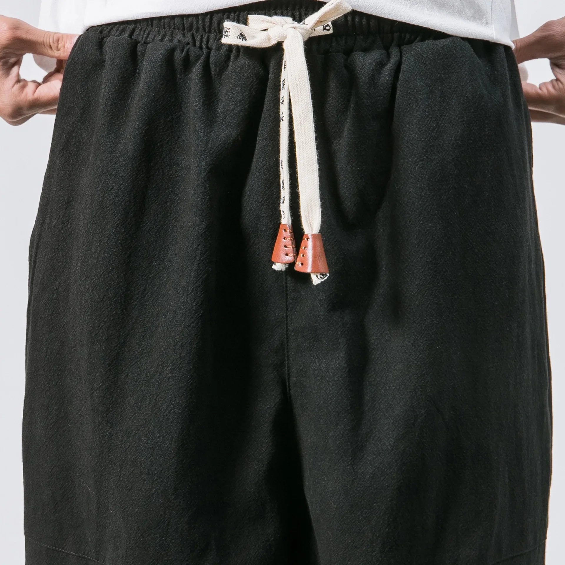 Loose Cotton Linen Men's Casual Pants Autumn Winter New Style Japanese Style Drawstring Wide Leg Lantern Pants