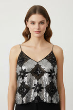 Léa | Top Brodé Perles et Sequins