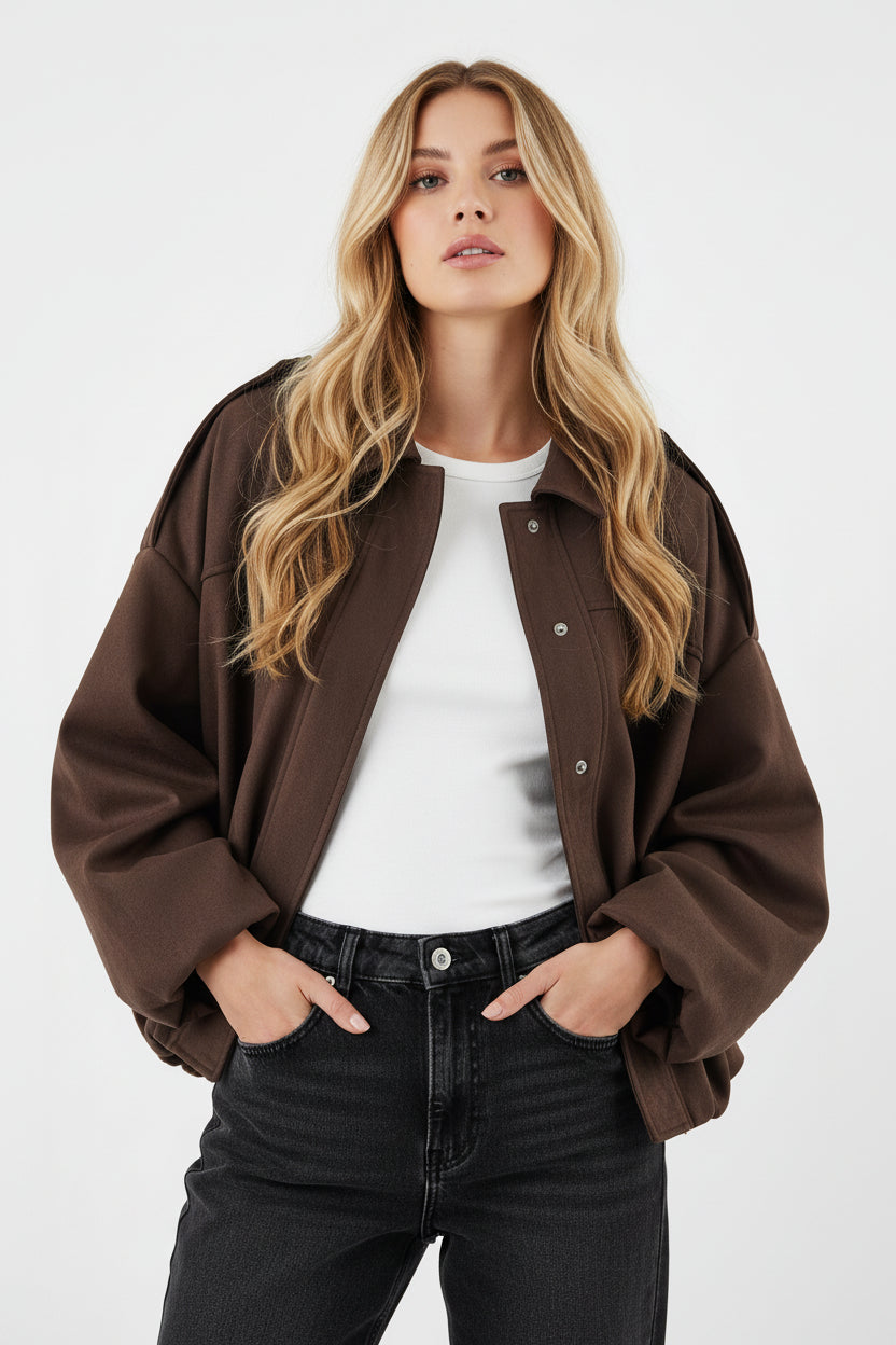 Élise | Veste Oversize Bombée Camel